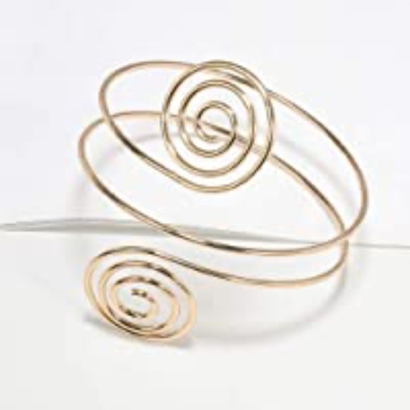 Gypsy Swirl Boho Style Gold Plated Upper Arm Cuff - Picture 15 of 15